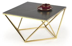 Masuta cafea FELICIA, negru/auriu, ceramica/metal, 80x80x46 cm