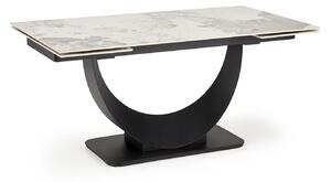 Masa living lux FERNANDO, alb/negru, ceramica/metal, 160/240x92x75 cm