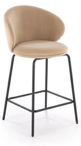 Scaun bar cu spatar inalt H121, bej - Mavel 38/negru, stofa catifelata