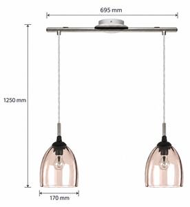 BRILAGI-LED lustră pe cablu RETRO GLASS 2xE27/60W/230V crom mat/bej fumuriu