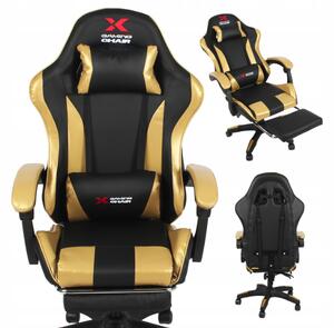Scaun de gaming Xgaming cu suport pentru picioare - negru și auriu
