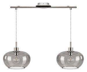 BRILAGI - Pendul LED pe cablu RETRO GLASS 2xE27/60W/230V crom mat/gri fumuriu