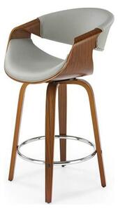 Scaun bar H123, gri/nuc, piele ecologica/placaj/metal, 55x51x91 cm