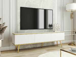 Comodă TV Princal II, Auriu, Alb, PAL laminat, 53x175x32cm
