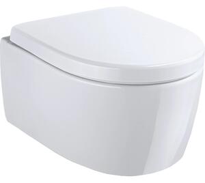 Set vas wc suspendat rimless cu capac soft close, forma ovala, alb, Geberit iCon