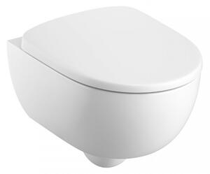 Set vas wc rimless suspendat cu capac din duroplast, soft close, alb lucios, Geberit Selnova Compact