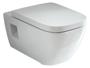 Set vas WC suspendat, rimless, forma dreptunghiulara, cu capac soft close din duroplast, alb, Geberit Selnova Square