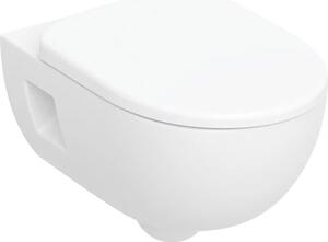 Set vas WC suspendat semirotund, rimless, cu capac soft close din duroplast, alb, Geberit Selnova
