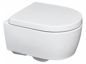 Set vas wc suspendat rimless, cu spalare verticala si capac soft close din duroplast, alb, Geberit iCon