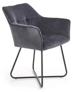 Scaun catifea Oslo, pentru living, cadru metalic, stil modern, inaltime 81 cm, gri