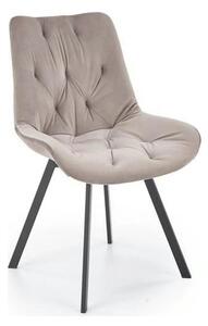Scaun rotativ K519, bej/negru, stofa catifelata/metal, 54x63x86 cm