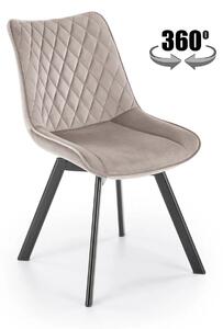 Scaun rotativ bucatarie K520, bej/negru, stofa catifelata/metal, 45x63