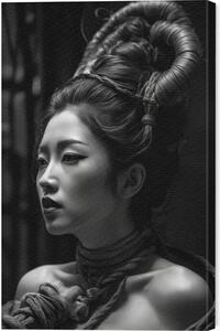 Tablou pe pânză Black and white portrait of a geisha woman, 40 × 60 cm