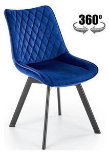Scaun rotativ K520, albastru inchis, stofa catifelata/metal, 45x63x80