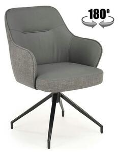 Scaun rotativ K527, gri/negru, stofa clasica/piele ecologica/metal, 60