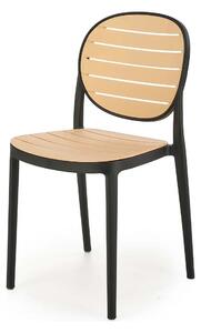 Scaun de gradina K529, stejar/negru, polipropilena, 42x51x83 cm