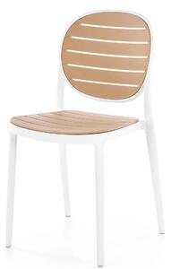 Scaun de gradina K529, stejar/alb, polipropilena, 42x51x83 cm