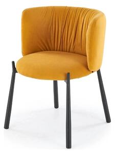Scaun K531, galben mustar/negru, stofa catifelata/metal, 60x58x76 cm