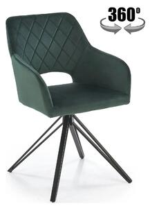 Scaun rotativ K535, verde inchis/negru, stofa catifelata/metal, 57x60x
