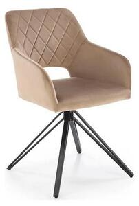 Scaun rotativ K535, bej/negru, stofa catifelata/metal, 57x60x86 cm