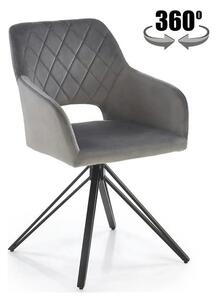 Scaun rotativ K535, gri/negru, stofa catifelata/metal, 57x60x86 cm