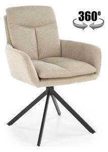 Scaun bej tapitat K536, stofa clasica/metal, 62x68x85 cm