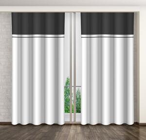 Draperie decorativă culoarea alb-gri cu sistem de prindere cu cleme Lungime: 250 cm