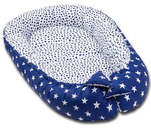 Cosulet bebelus pentru dormit Kidizi Baby Nest Cocoon 90x50 cm Dark Blue Stars