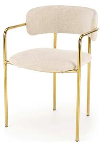 Scaun K537, crem/auriu, stofa clasica/metal, 54x56x76 cm