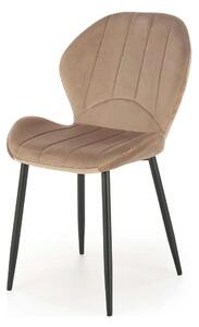 Scaun K538, bej/negru, stofa catifelata/metal, 48x57x85 cm