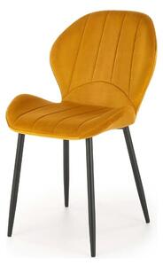 Scaun K538, galben mustar/negru, stofa catifelata/metal, 48x57x85 cm