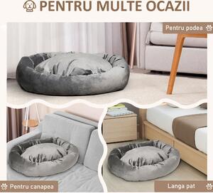 PawHut Pat Textil pentru Câini, Design Elegant din Catifea, Spațios 132x89x28cm, Gri Închis | Aosom Romania