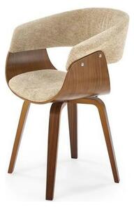 Scaun scandinav tapitat K545, bej/nuc, stofa clasica/placaj, 63x53x83
