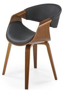 Scaun picioare lemn K544, negru/nuc, piele ecologica/placaj, 55x55x77