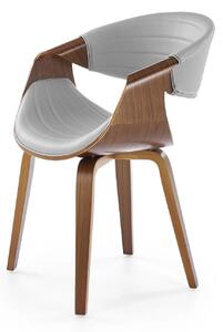 Scaun picioare lemn K544, gri/nuc, piele ecologica/placaj, 55x55x77 cm