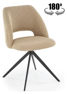 Scaun rotativ K546, bej/negru, panza/metal, 52x60x79 cm