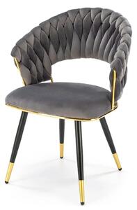 Scaun K551, gri/negru/auriu, stofa catifelata/metal, 62x58x85 cm