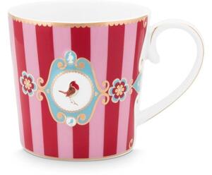 Cană porțelan, Pip Studio, Stripes Red and Pink, 150ml, colecția Love Birds