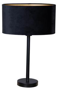 Lampă de masă neagră cu abajur oval din catifea neagră 35cm - Simplo