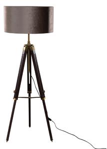 Lampă de podea tripod din alamă cu abajur din catifea taupe 50 cm - Cortin
