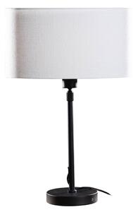 Lampă de masă neagră cu abajur oval din in alb 35cm - Parte