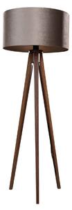 Lampă de podea cu trei picioare din lemn de nuc cu abajur din catifea taupe 50 cm - Tripod Classic