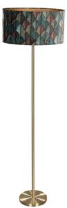 Lampă de podea din alamă cu abajur oval din velur cu design frunze 50cm - Simplo