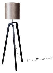 Lampă de podea neagră cu abajur din catifea taupe 50cm - Puros