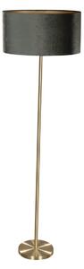 Lampă de podea din alamă cu abajur oval din catifea verde 50cm - Simplo