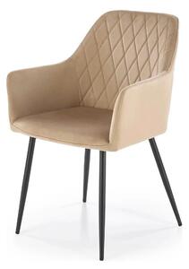 Scaun bej tapitat K558, bej/negru, stofa catifelata/metal, 59x60x86 cm