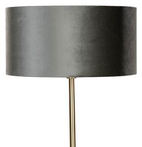Lampă de podea din alamă cu abajur din catifea verde 50cm - Simplo