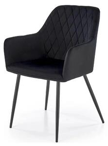 Scaun tapitat negru K558, stofa catifelata/metal, 59x60x86 cm