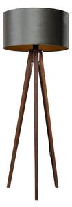 Lampă de podea cu trepied din lemn de nuc cu abajur din catifea verde 50cm - Tripod Classic