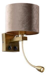 Aplică bronz cu abajur din catifea taupe 18cm - Brescia Combi